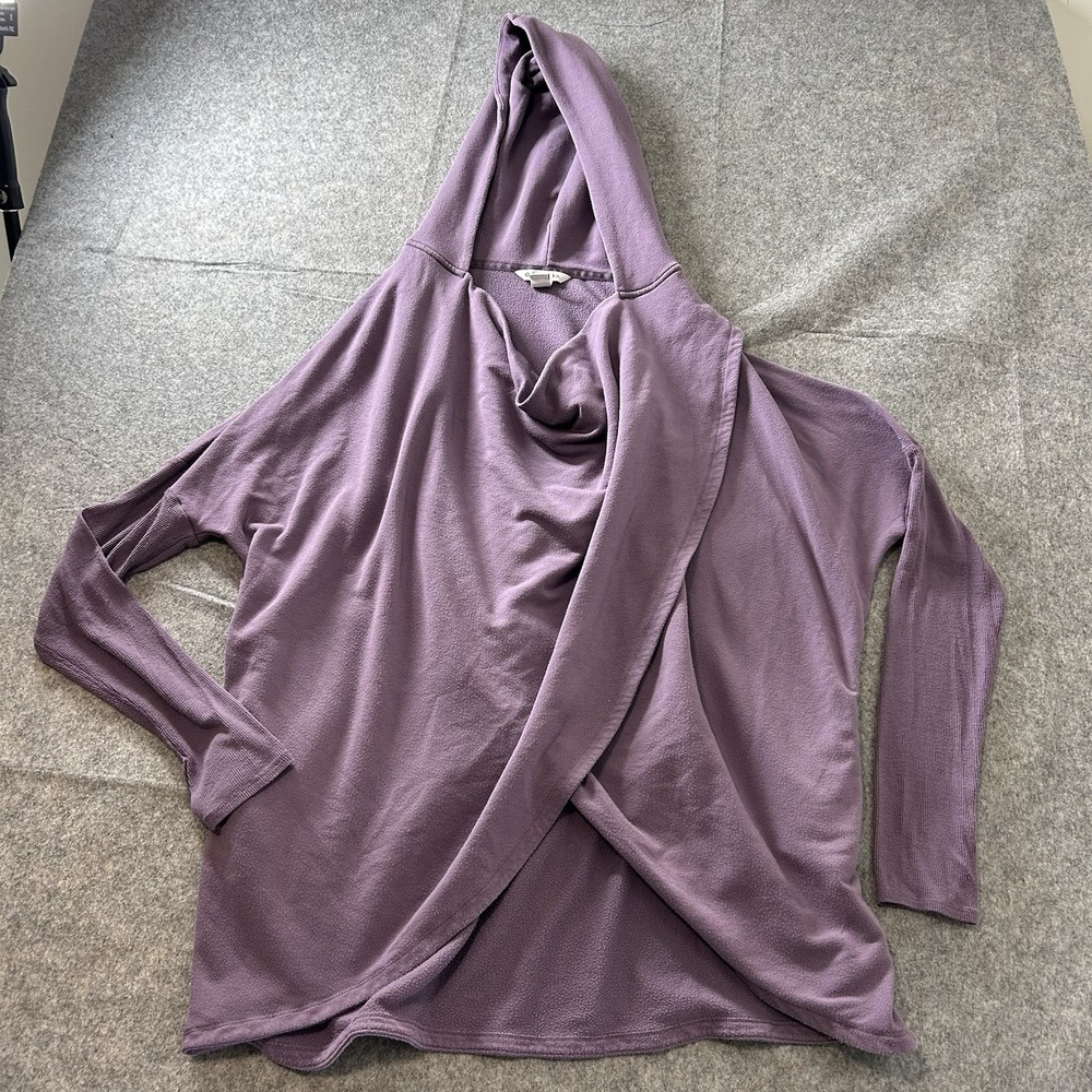 Athleta Sweatshirt Women's Large Purana Wrap Hooded Pockets Purple Soft CozyTop